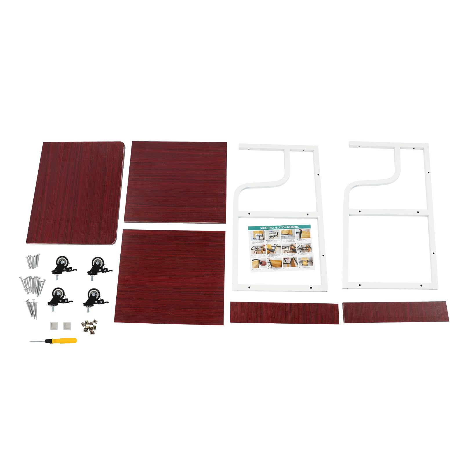 WooDerson Mesa de impresión de 3 niveles con ruedas, carrito de almacenamiento móvil, estante multiusos, soporte para impresora debajo del escritorio para el hogar, oficina (color blanco + teca)