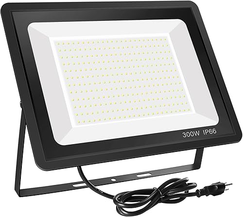 Luz de inundación LED de 200 W, 6000 K luz blanca diurna 24,000 lm súper brillante, impermeable IP66 con enchufe, luz de trabajo para