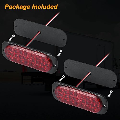 Miniatura 6 de AT-HAIHAN Paquete de 2 luces traseras de aluminio con carcasa de aluminio, 24 luces LED rojas para remolque, freno y giro, cumple con DOT,