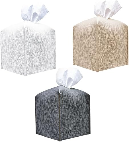 Miniatura 7 de 2 cajas de almacenamiento de pañuelos de cuero de poliuretano, organizador de pañuelos de poliuretano, soporte cuadrado a prueba de polvo,