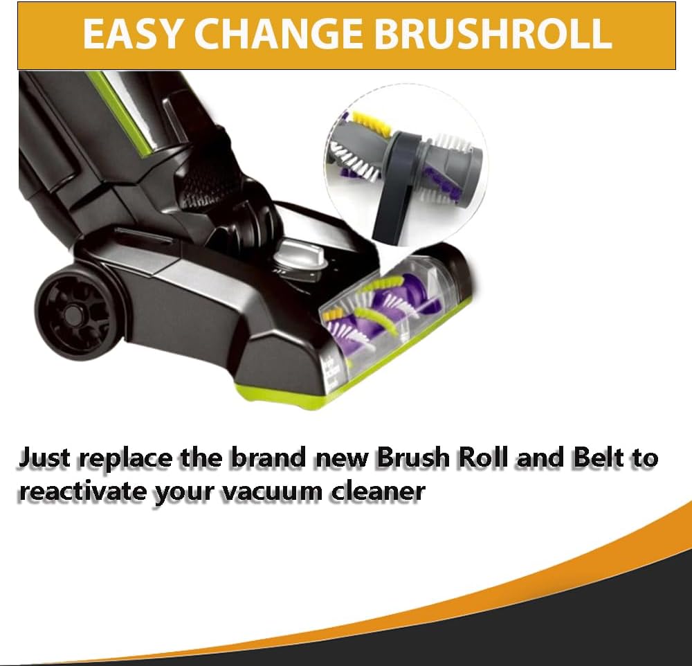 Brush Roller Replacement for Bissell 2252 2253 2254 2255 2256 2258 2259 2260 1830 2489 Powerlifter and CleanView Swivel Rewind Pet Vacuum Cleaner with 2 belts Replace Parts 1611230