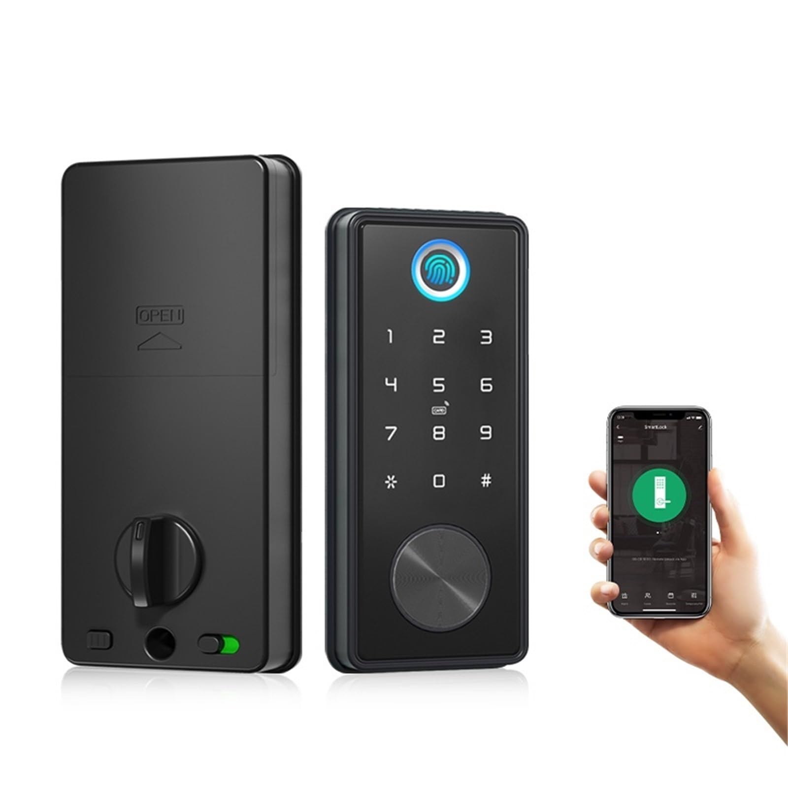 Maniglia della porta intelligente, Serratura for impronte digitali Smart Home Cerradura Inteligente Wifi Serratura elettronica con catenaccio biometrico(Silver)