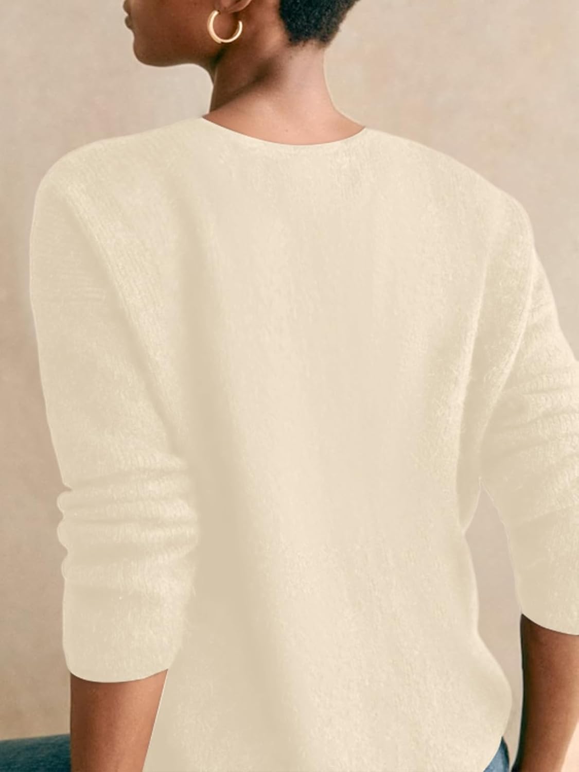 BeautyNee Women Knit Cardigans Lightweight Casual Crew Neck Button Down Long Sleeve Sweater Solid Jumper Layer Top - Image 5