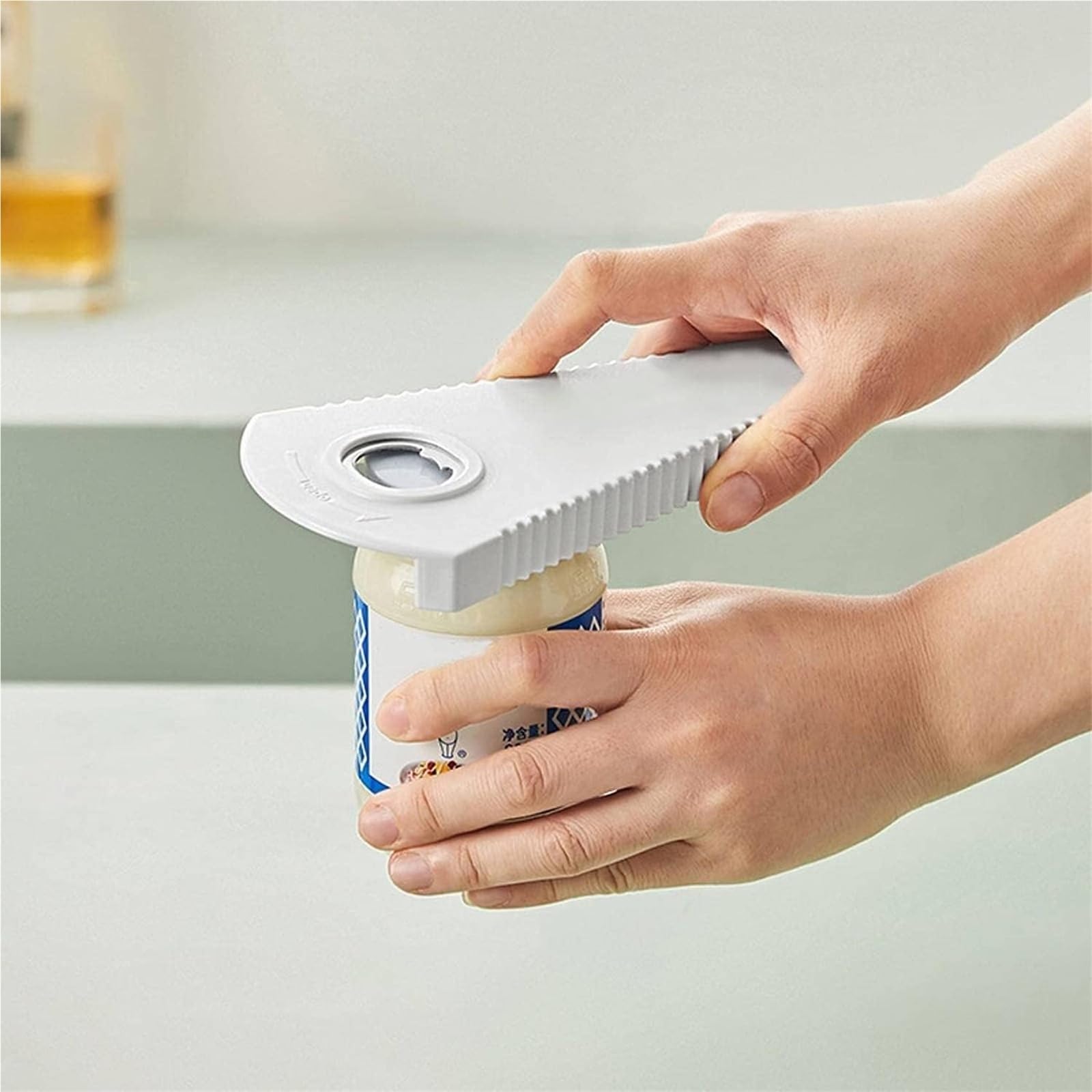Abridor de botellas de vino, Abrebotellas de cerveza Abrelatas multifunción portátil 7,6x3,5 pulgadas blanco transparente