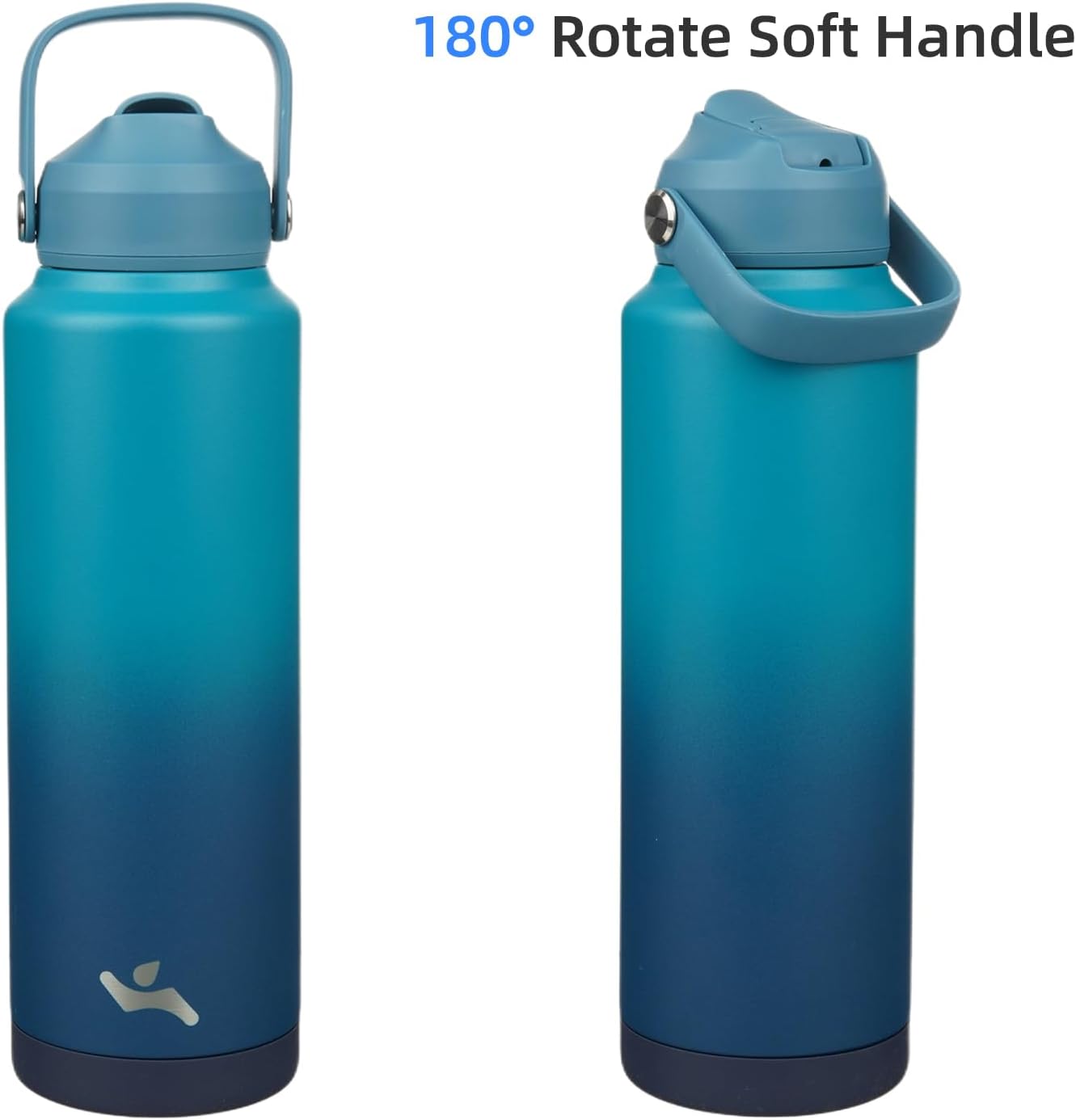 Konokyo Insulated Water Bottle with Straw Lid,40 oz Stainless Steel Vacuum Metal Bottle with Silicone Handle,Vast