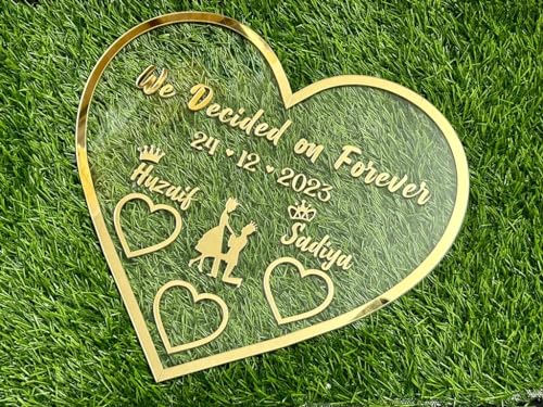 Image of New Print Creations Heart Shape Couple Thumb Gift (12 Inchx 12 Inch)|Wedding Thumb Print|Valentines Day Gift|Couple Gift|Finger Print Gift|Personalized Text|Golden Frame|Anniversary Gift Acrylic