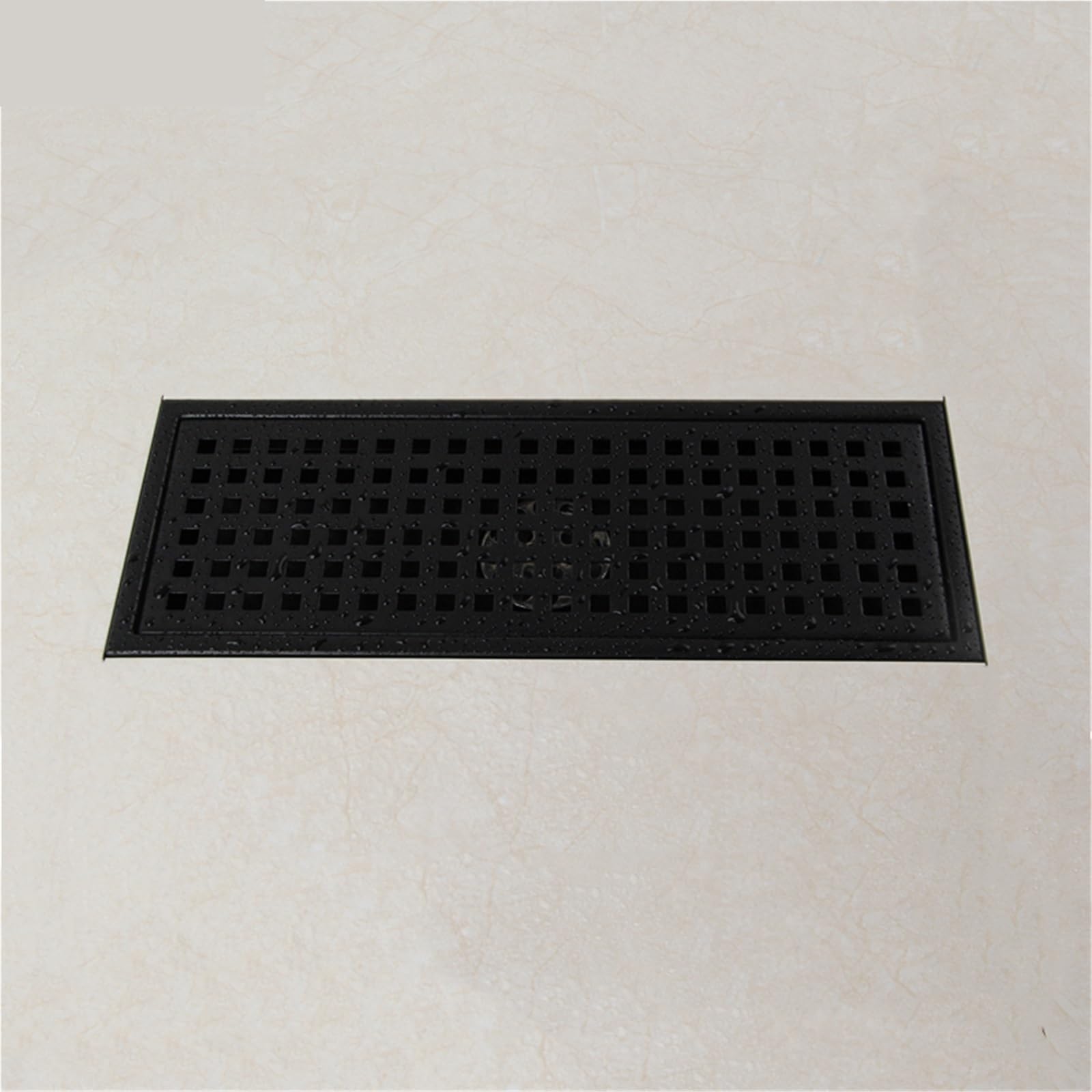 Desague Ducha Rejillas cuadradas de residuos inserción azulejo Piso baño Drenaje Ducha Acero Inoxidable Negro 110-300MM