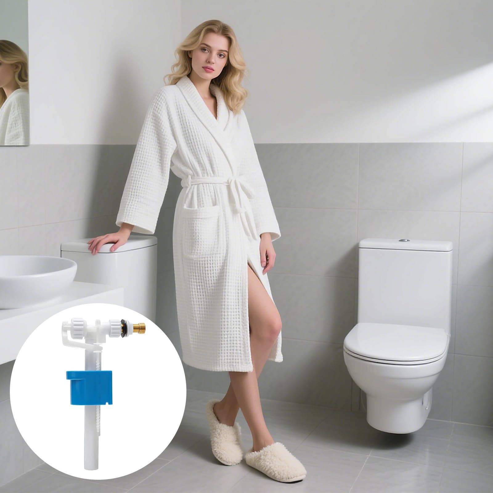 Robe Robinet De Chasse D’eau – Laiton, Débit Réglable – Pour Réservoir De Toilettes, Compatible Plastique Et Porcelaine