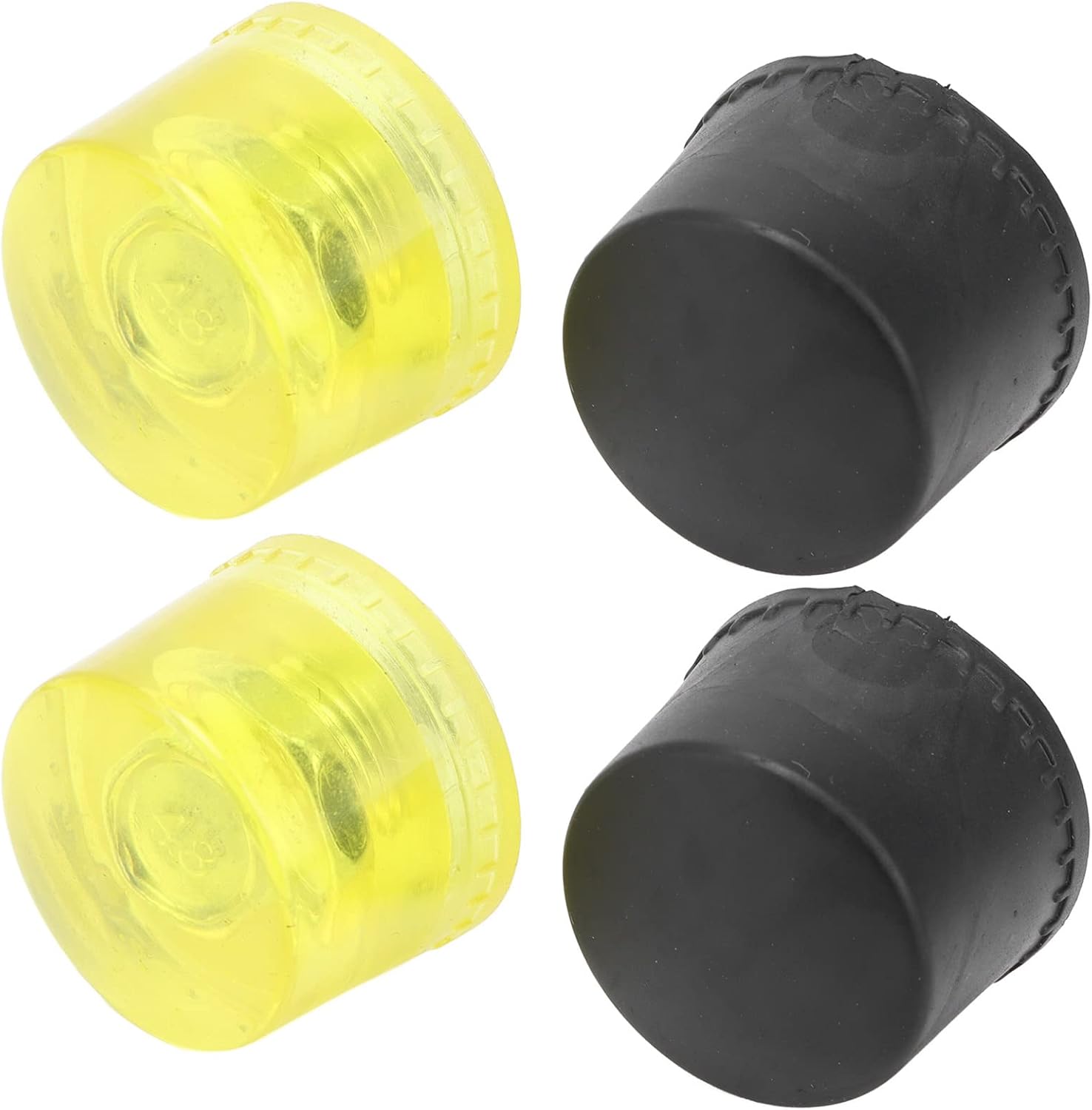 Rubber Striking Head, 2 Set Rubber Replacement Heads, Striking Head Replacement Tips Set Mallet Accessories Yellow Black, Claw Hammers(Φ25mm)