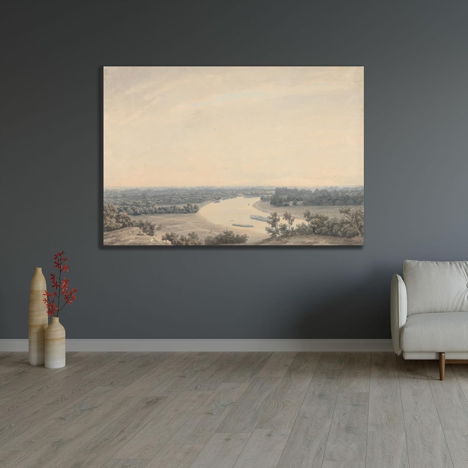 ArtDirect The Thames from Richmond Hill Looking Southwest Custom Framed Art Print Giclee Print or Canvas Options with Various Sizes and Customization by John Robert Cozens