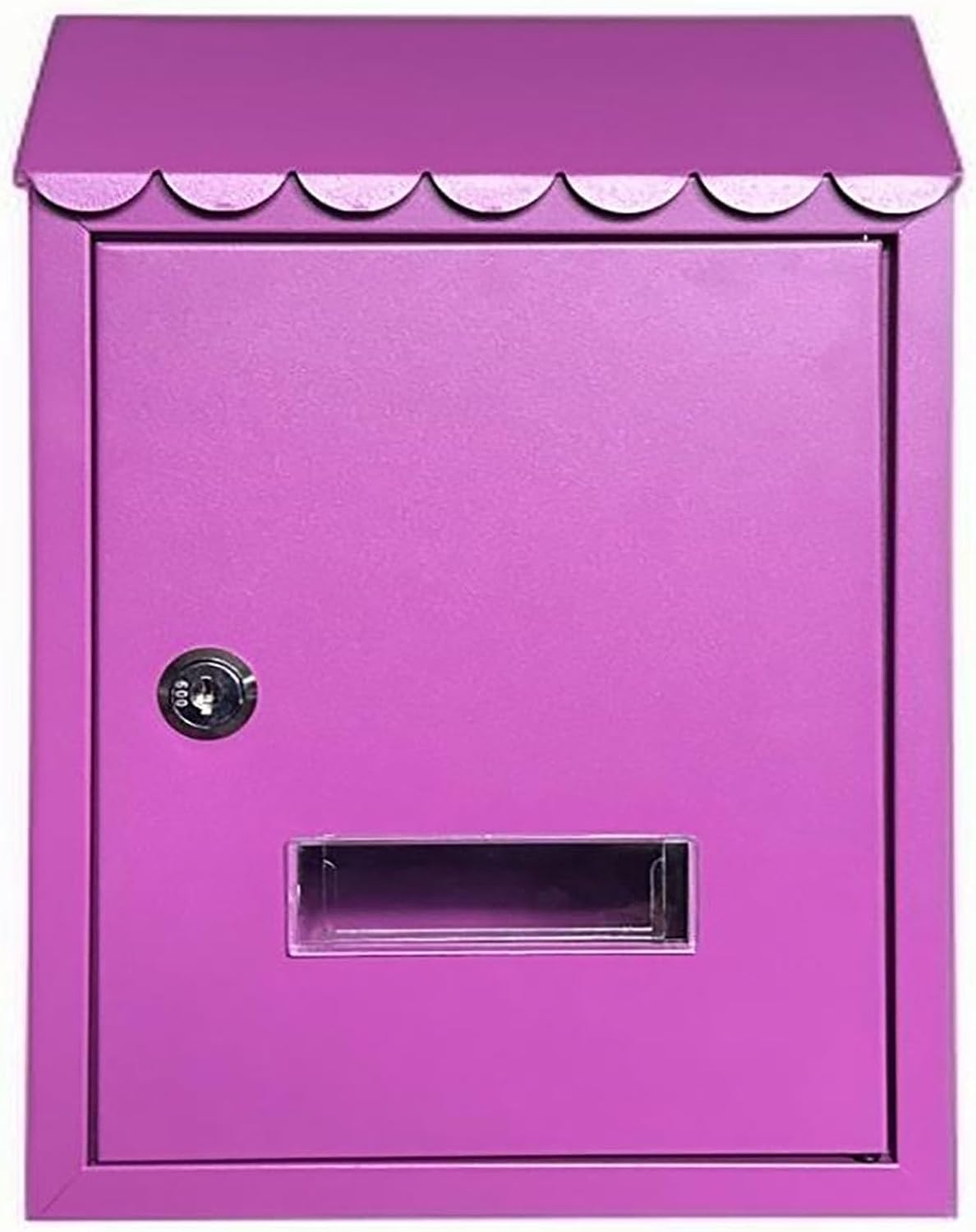 Locking Mail Boxes for House Outside, Small Mailbox Wall Mount with Lock Key, Mail Box with Viewing Window, Metal Mailbox, 8 x 3 x 12in(Purple)