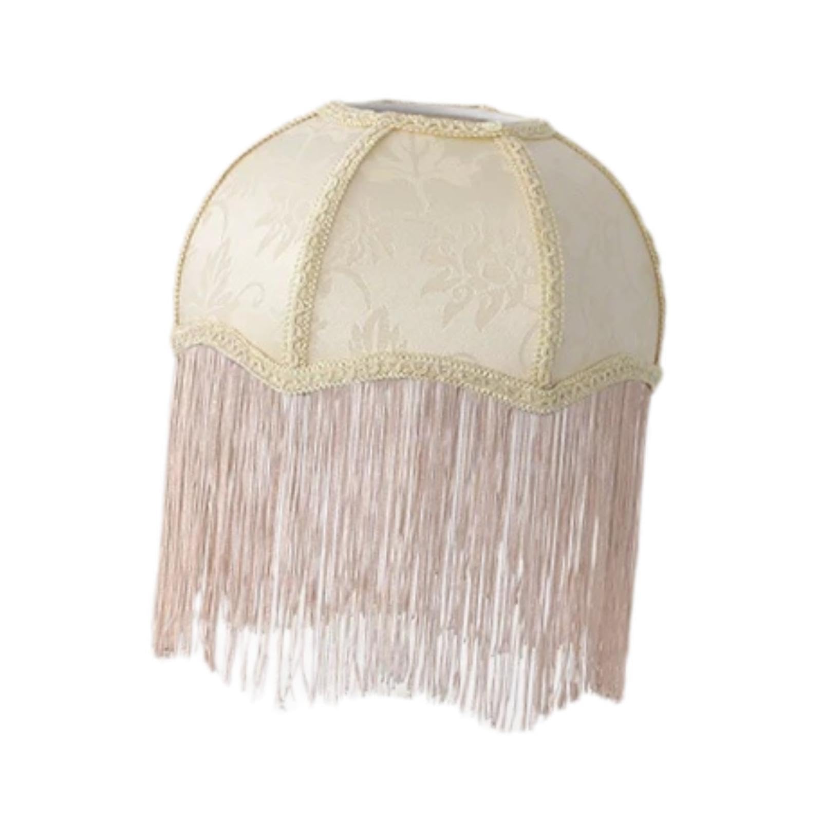Cloth Lampshade Dome Shape for Desk Dining Room Bedroom with Tassels, 20CM, French Vintage Style, E27-image-45