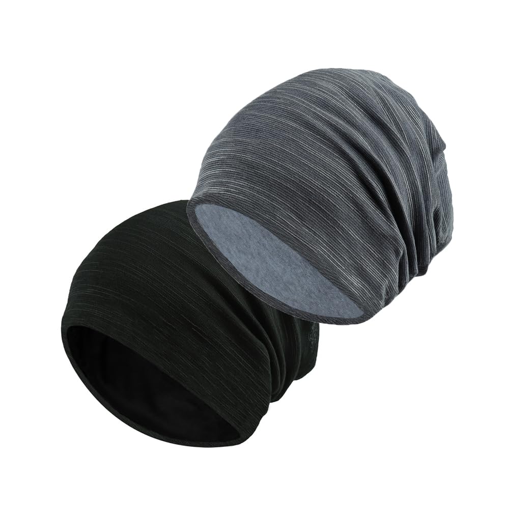 DERANQIIUABeanie Men, Slouchy Beanie for Men/Women 2-Pack Oversize Baggy Skull Cap Thin Knit Hat