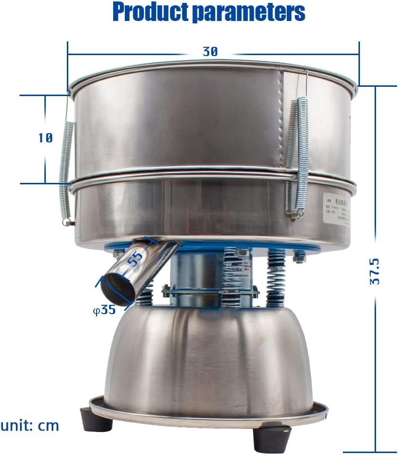 Electric Automatic Sieve Shaker Vibrating Sieve Machine Food Industrial Stainless Steel Sifter with 2 Replaced Sieve (40Mesh and 80 Mesh)