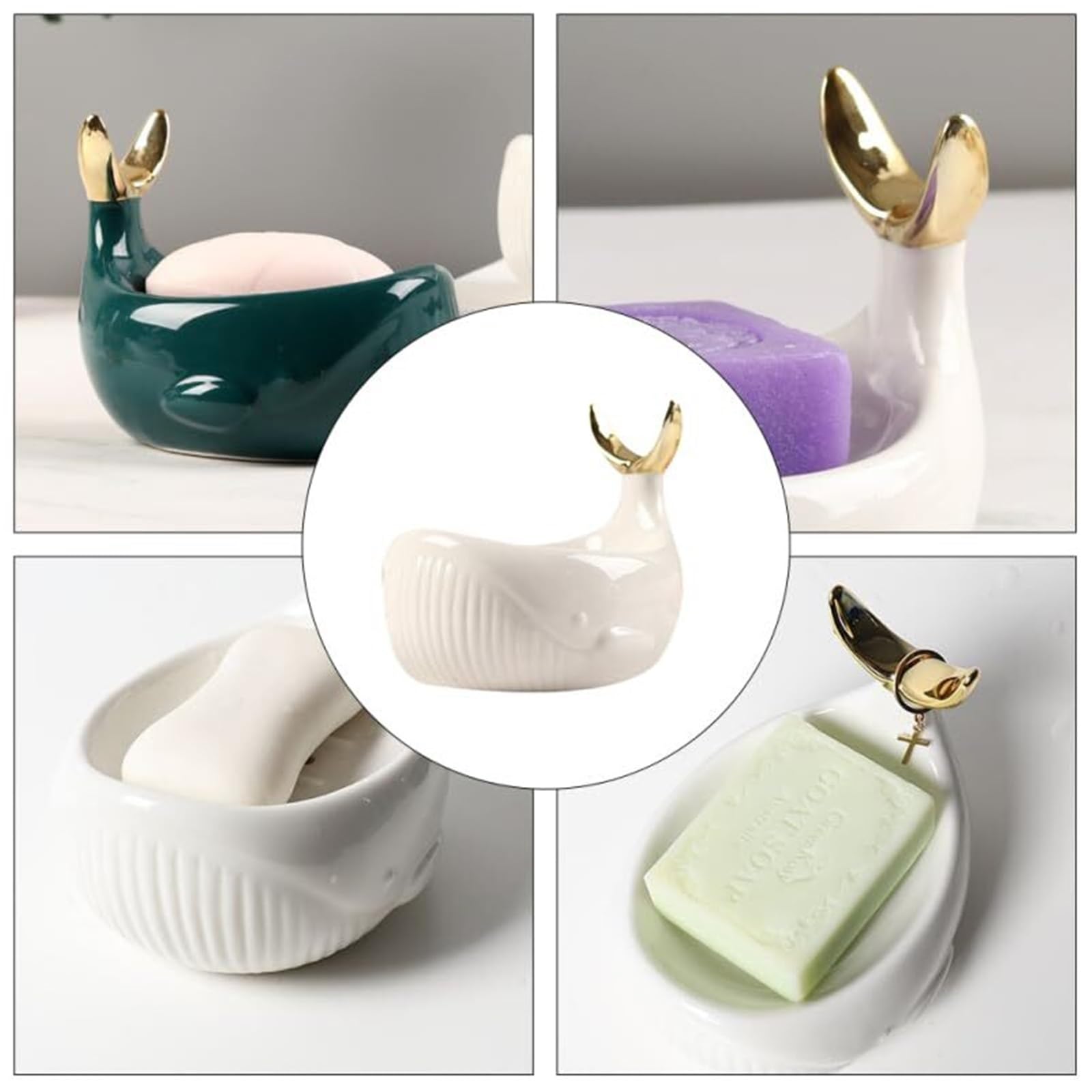 Portasapone con drenaggio Portasapone in ceramica creativa nordica con drenaggio adatto ai bagni degli hotel per lavabo del bagno(White)