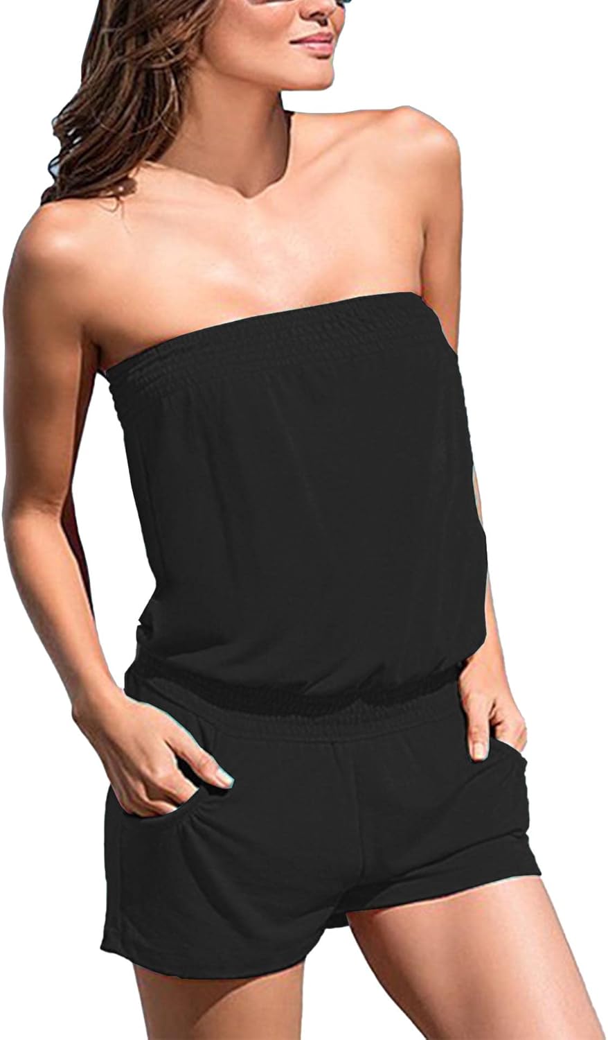 Sexyshine Women's Strapless Off Shoulder Printed Beachwear Short Rompers Jumpsuits - Image 3