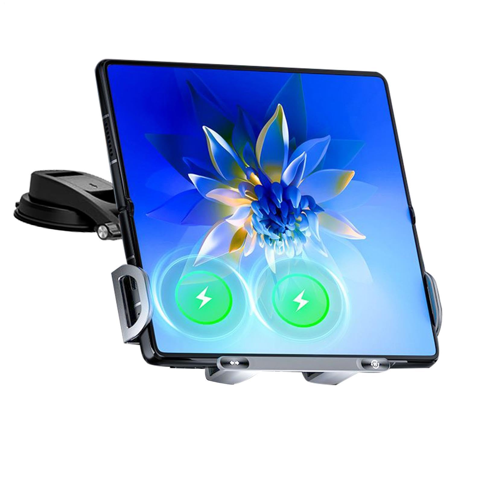 Generico Supporto Ricarica Wireless Auto Porta Cellulare Veicolo | Supporto Smartphone Piegevole, Ricarica 15W Doppia Bobina per Auto
