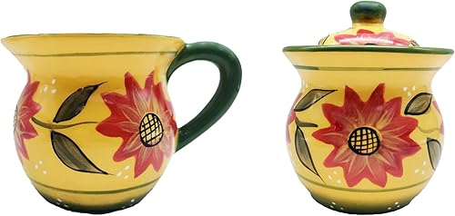 Miniatura 10 de ACK Juego de crema y azúcar de cerámica, azucarero con tapa (lunares negros) Negro (Black Polka Dot),Con color,Grano de café colorido,Girasol