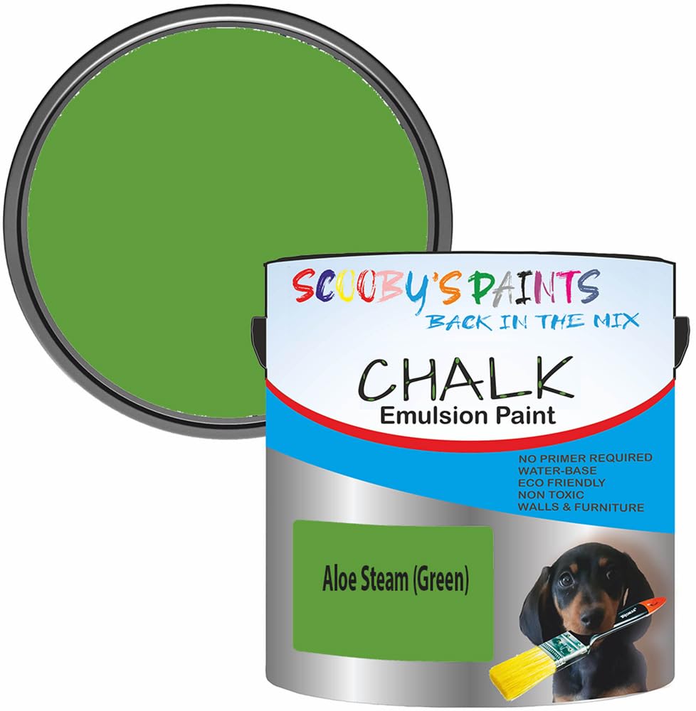 Scooby's Paints Chalk Emulsion Paint, Water-Based, No Primer Required, 250ml, For Walls and Furniture (Aloe Steam (Green))