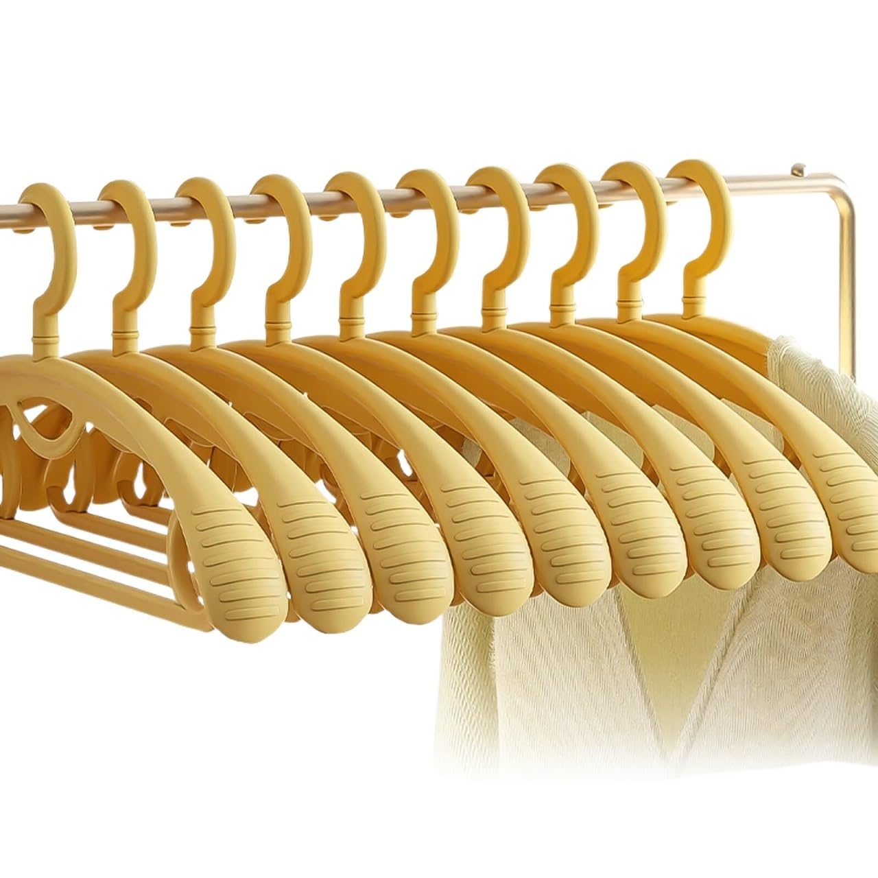 Accueil Cintres À Épaules Larges en Plastique Épais, Standard Antidérapants Rotatifs 360 Degrés Les Essentiels De La Garde-Robe(Yellow)