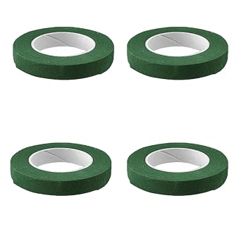 4 Roll Dark Green Florist Tapes, 11mm Width Flower Tape Floristry Supplies Practical Floristry Tapes, Florist Tape Green Suitable for Floral Arrangements and Wrapping
