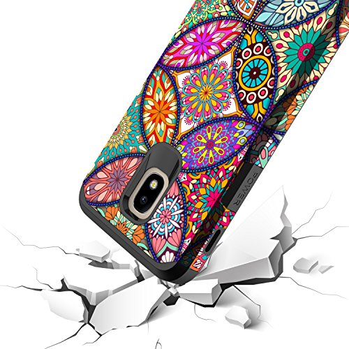 Samsung Galaxy J7 V 2Nd Gen/J7 Refine/J7 Top/J7 Star/J7 Aura/7 Crown/J7 2018 Case, Rosebono Hybrid Graphic Colorful Armor Case For Sm-J737 (Colorful Mandala) #TOP4