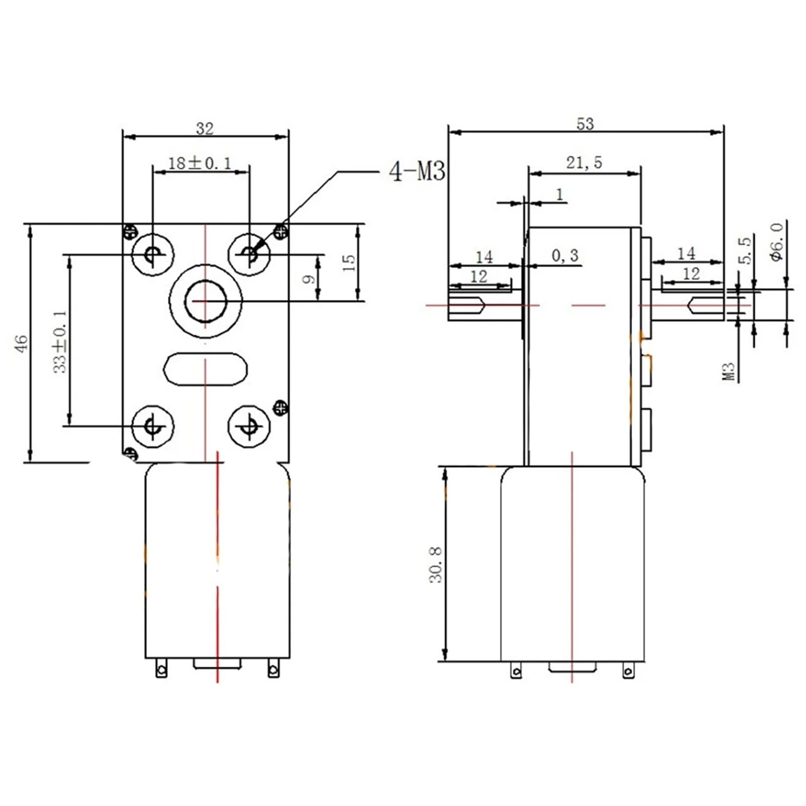 Motor de Doble Eje con Engranaje helicoidal 12V CC, Motores reductores Salida, reducción Invertida 24V, autobloqueo JGY370(Package B,10rpm)