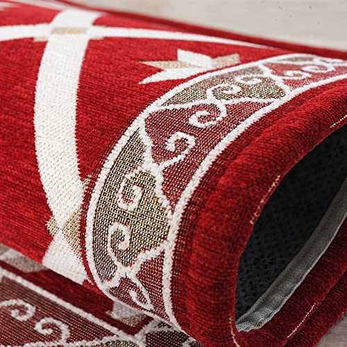 Hallway Indoor Door Mat Aztec Trellis Rugs Non Slip Chenille Fabrics Carpet For Small Front Machine Washable Bathroom Rugs 2’X3’ #TOP3