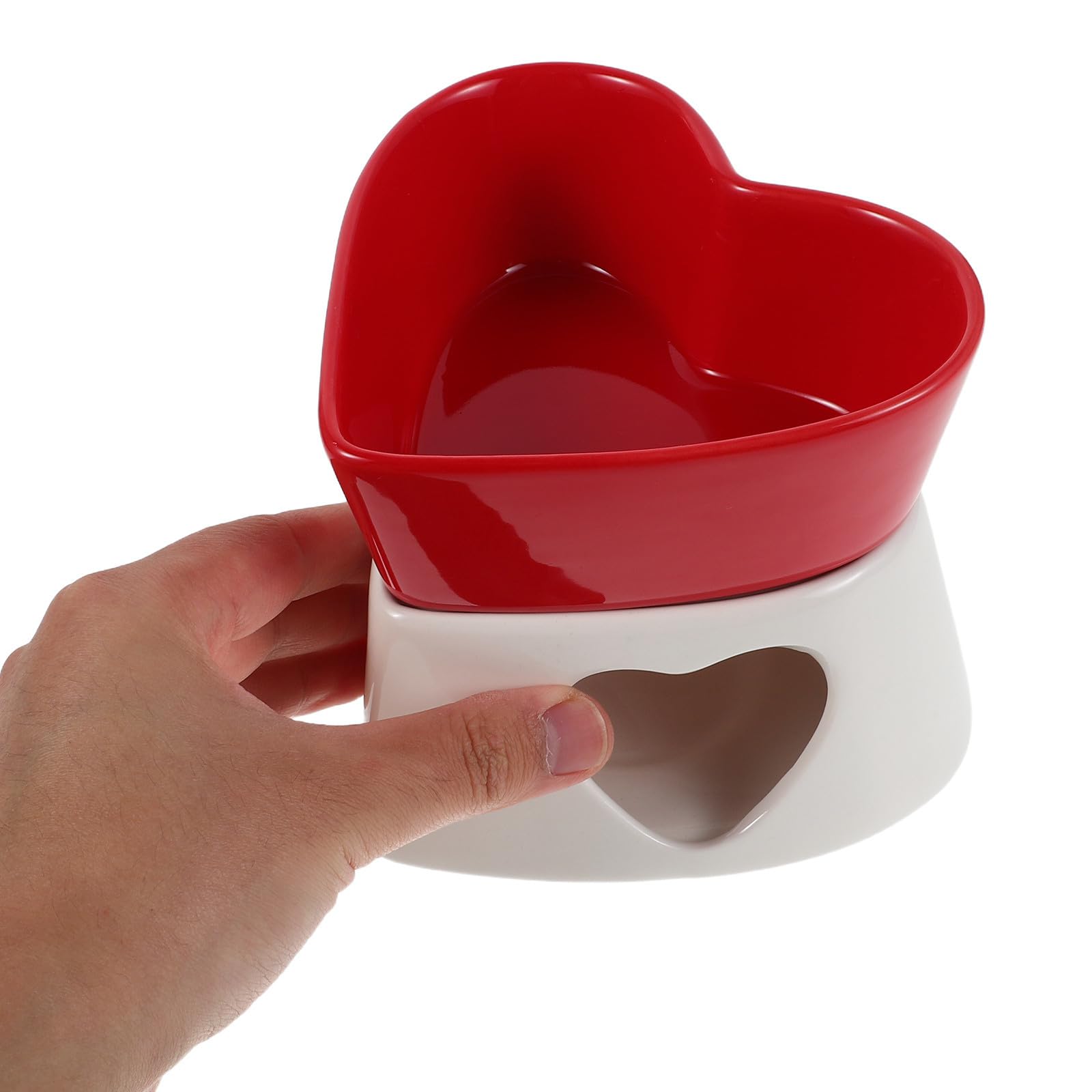 VALICLUD Set Fonduta in Ceramica a Cuore per Cioccolato e Formaggio