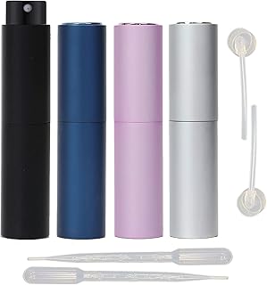 TSHAOUN 4 Pcs 8ml Perfume Atomiser, Travel Perfume Bottle Perfume Atomiser Refillable, Upgraded Perfume Atomizer Perfume Pod and Refill Pump for Travel, Vacation, Business Trip, Outdoor