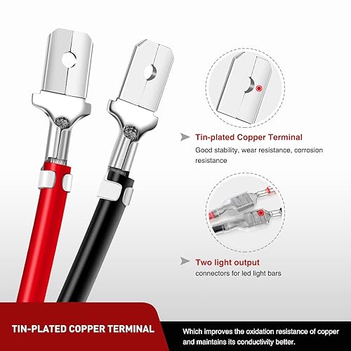 Miniatura 4 de Nilight Arnés de cableado de barra de luz LED, 2 unidades, 12 AWG, kit de extensión de 10 pies para luces de trabajo todoterreno, conducción