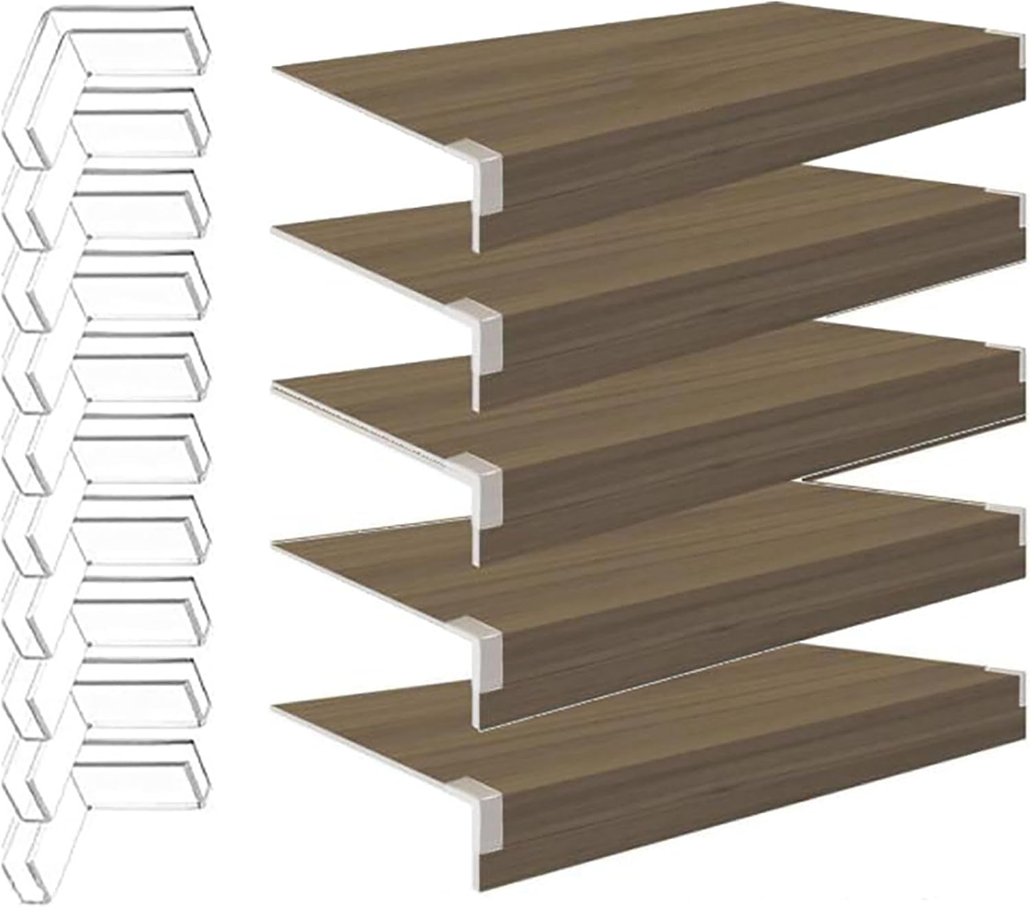 Wire Shelf Cover 5 Pack, Removable Wooden Shelf Liners for Pantry Closet Kitchen Bathroom Wire Rack Covers for Wire Shelving Easy Install Organizer