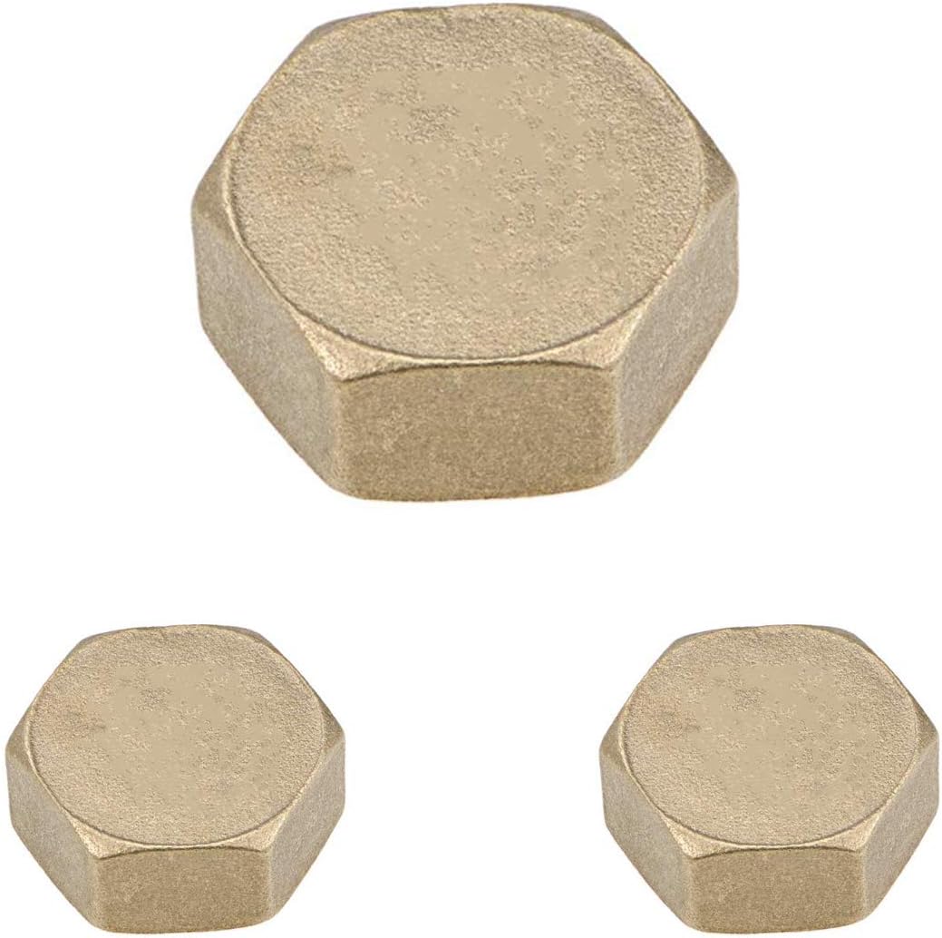 1/2 Inch Brass Cap G1/2 Female Pipe Fitting Hex Compression Stop Valve Connector （5PCS）