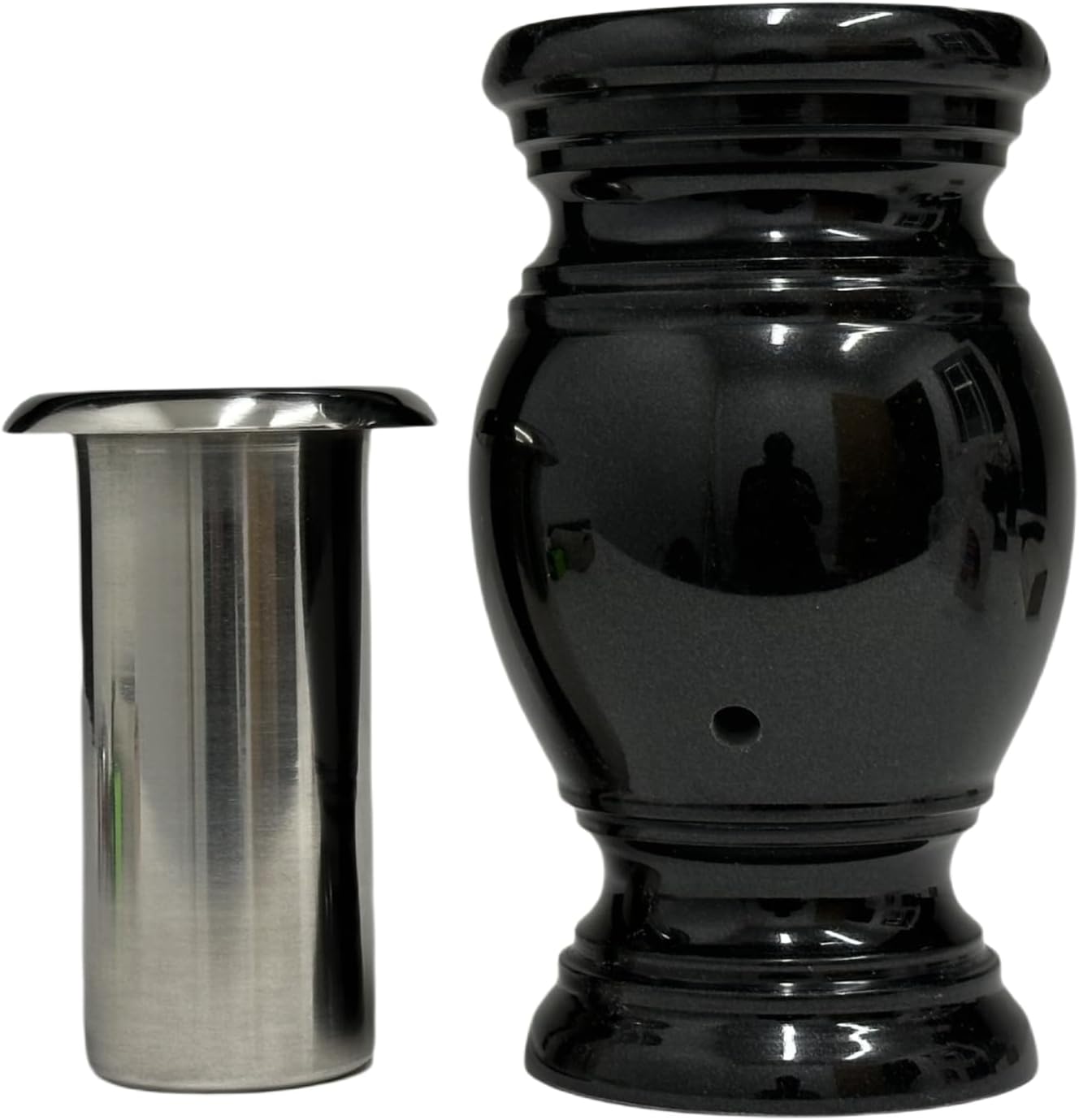 Memorial Cemetery Flower Vase - Real Black Granit with Stainless Steel Inner, Grave Marker, Decorations for Gravesite, Headstone Flowers Holder, Garden Lawn & Yard 5.5x9 inches