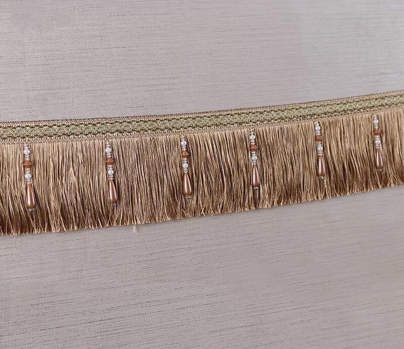 Garniture à franges, dentelle pour rideau, 1 mètre de garniture à pompon perlé, franges tressées, ruban de tissu, couture, rideau, nappe, accessoires de décoration pour la maison (couleur : rouge) (