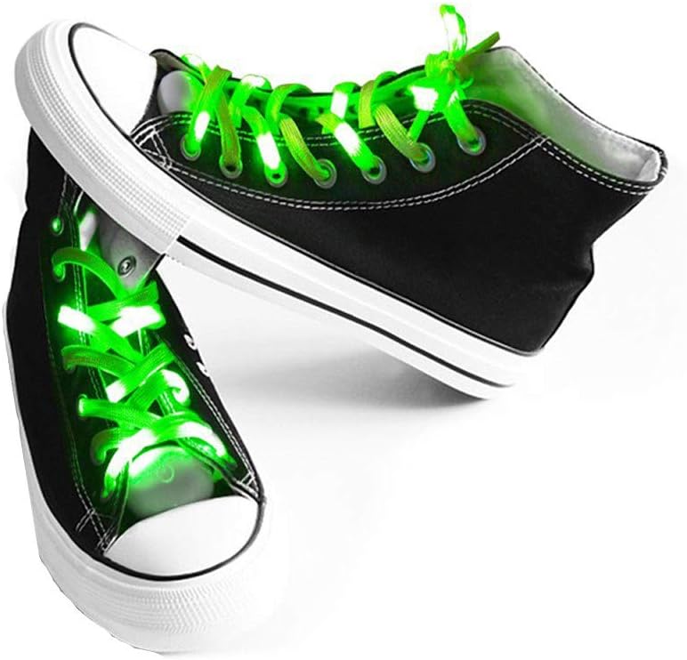 Light Up Shoelaces with 3 Flashing Modes Lighting for Night Party Hip-hop Dancing Cycling Hiking Skating Running (Green)