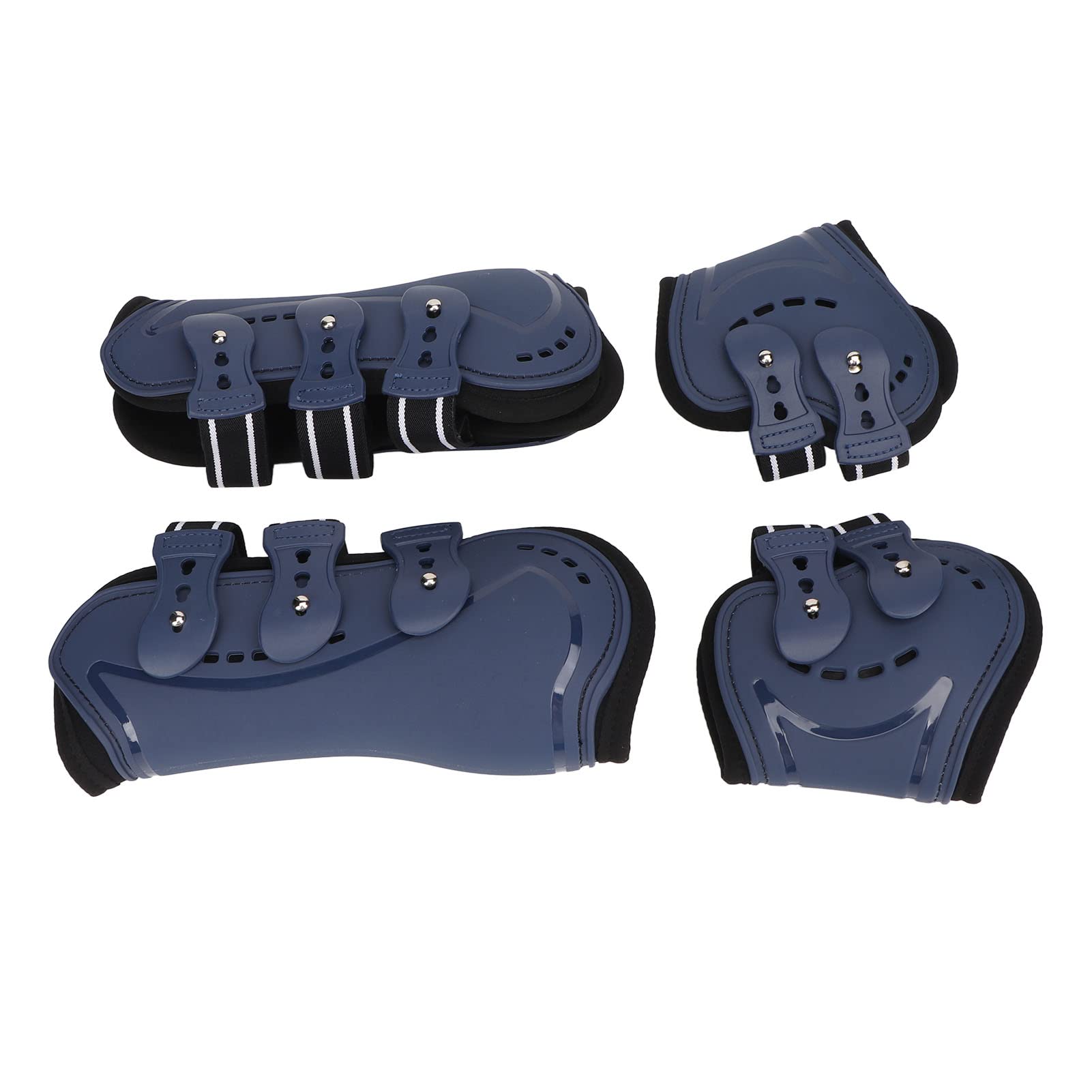 Botas de tendón de caballo, botas delanteras abiertas ajustables transpirables para caballos de seguridad para saltar botas de salto Heavy Duty ecuestre Sports Precisión Azul Tamaño L 4 piezas