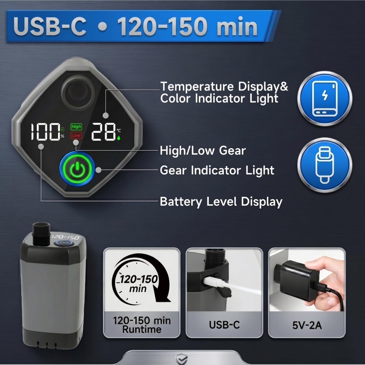Douche portable avec chauffage, pompe de douche de camping portable à batterie 6000 mAh avec chauffage automatique de 1500 W, seau pliable de 19 litres, affichage numérique – Idéal pour la randonnée