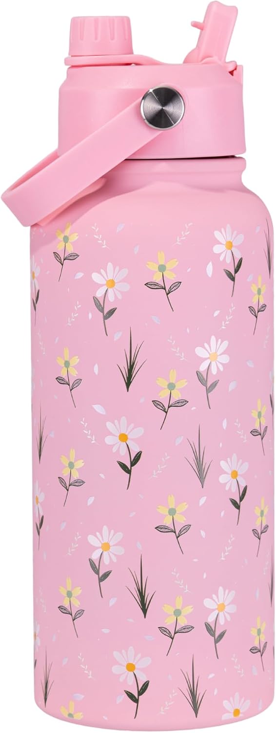 32 oz Insulated Metal Pink Stainless Steel Water Bottle