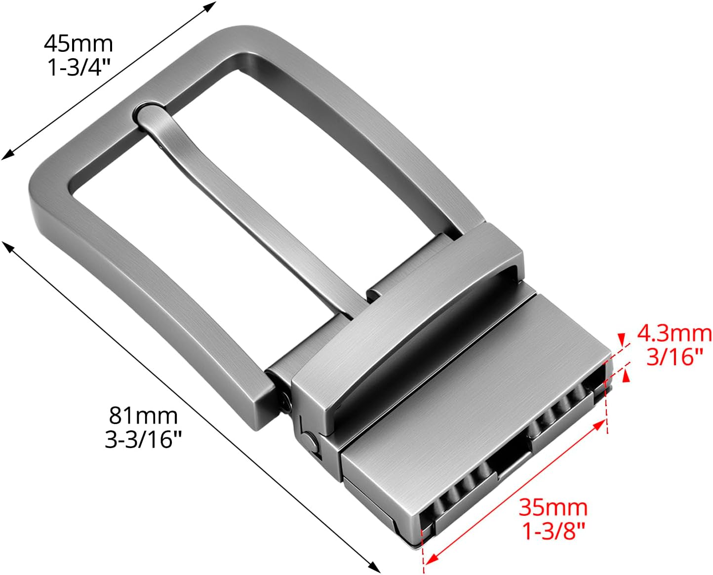 QWORK Belt Buckle, 2 Pack 1 3/8"(35mm) -1.5"(40mm) Reversible Belt Buckle Replacement, Grey - Image 6
