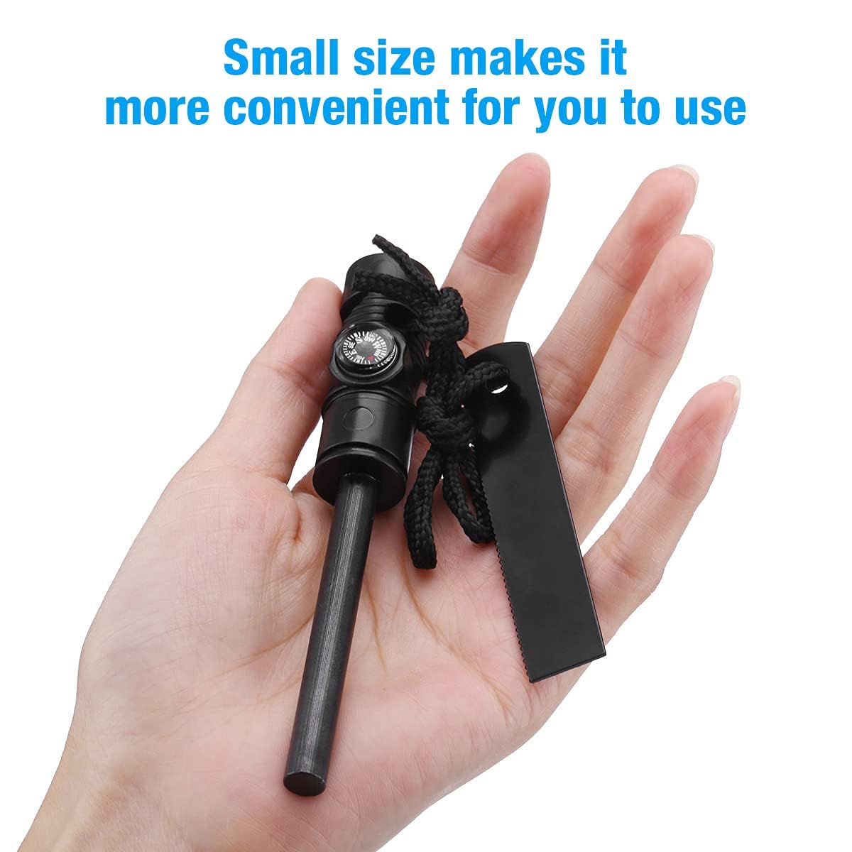 Feuerstarter mit Kompass, Paracord und Pfeife - Wasserdichtes Feuerstahl Survival Feuerzeug für Ihre Camping, Wandern und Rucksackreisen Ausrüstung Allwetter Magnesium Ferro Rod