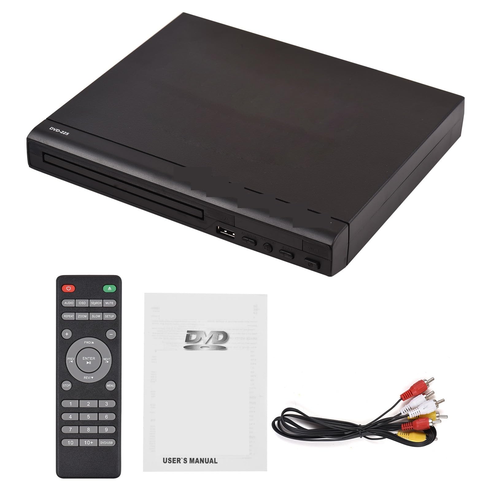 Lettore DVD Portatile, DVD-225 Lettore DVD domestico dischi VCD multimediale digitale Uscita AV con telecomando