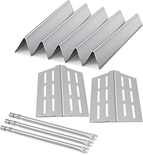 Genesis 300 Grill Parts 7620 Barras aromatizantes para Weber Genesis E310 E320 E330 S310 EP330 con 3 piezas quemador 65505 deflectores de calor