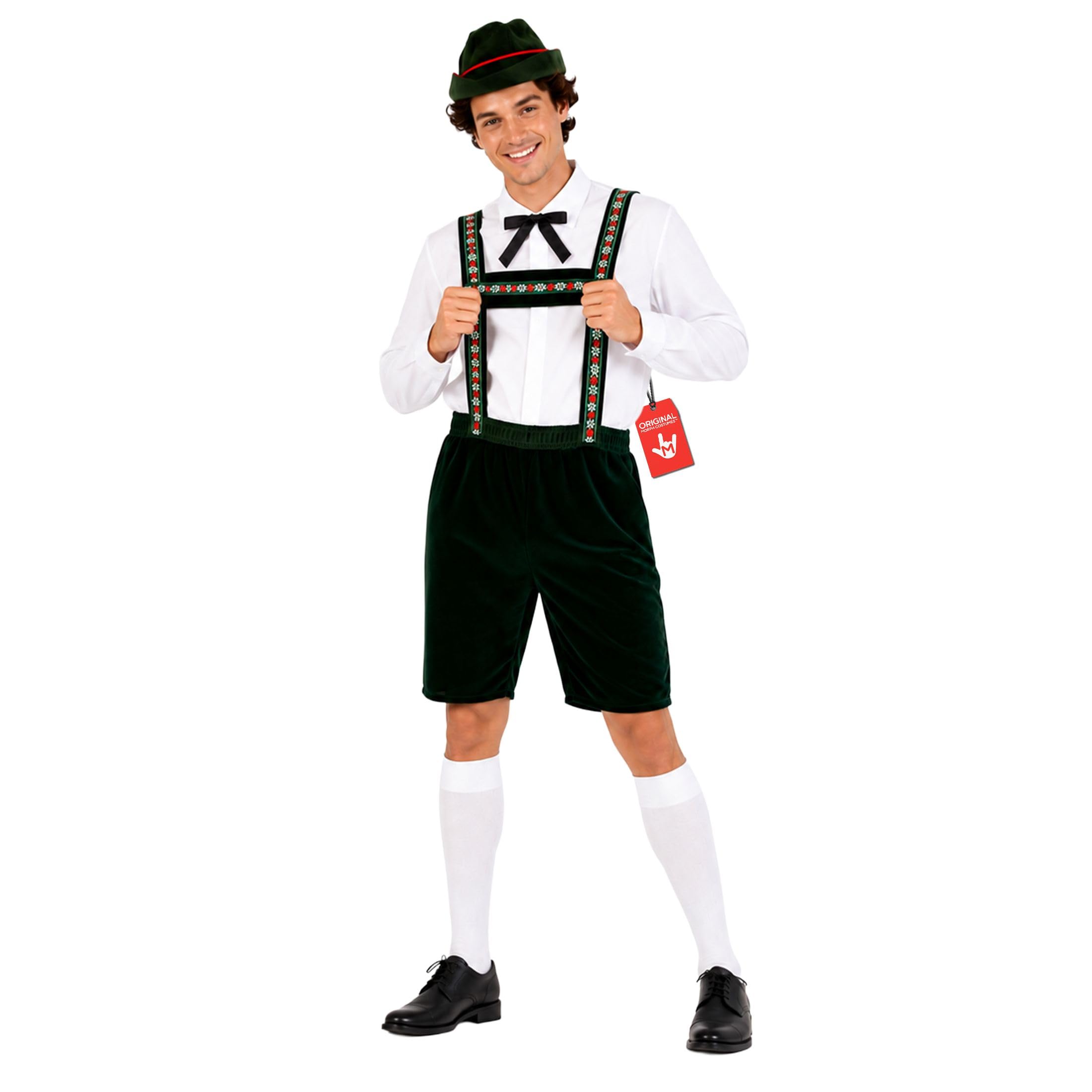 Morph Strój Oktoberfest dla Mężczyzn - Bawarskie Lederhosen z Koszulą i Kapeluszem na Andrzejki