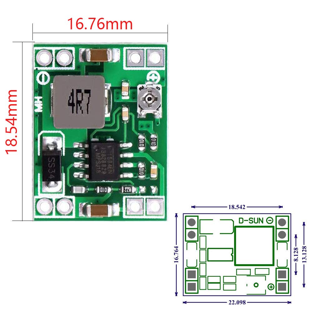 2x DC-DC Step-Down Konverter MP1584EN – 4,5-28 V Auf 0,8-20 V, 3 A, 96 % Effizienz