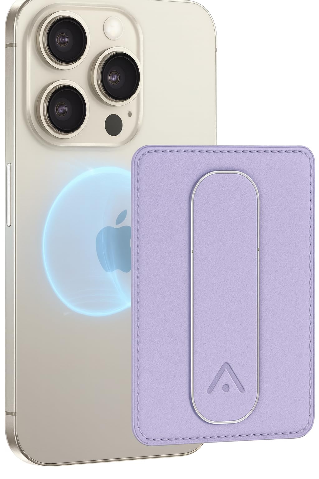 Tarjetero magnetico para iPhone que soluciona el espacio con billetero morado 8