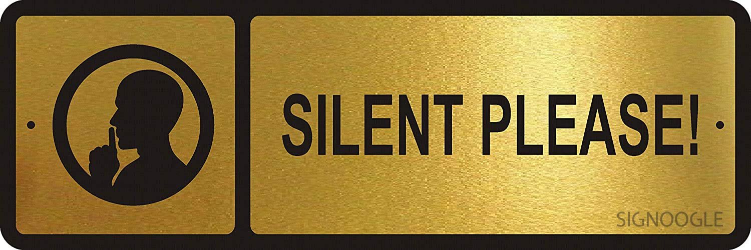 SIGNOOGLE Silent Place Acrylic Plate Display Office Sign Board for Hotel Restaurant Mall Office Bank Black Gold (30 cm x 10 cm)