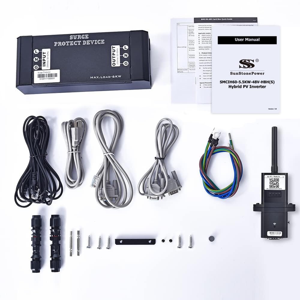 5500W 48V Hybrid-Wechselrichter 230V mit MPPT Solar-Laderegler, Off-Grid & Netzbetrieb, LiFePO4/Blei-Säure kompatibel, Backup-Funktion, 0% MwSt
