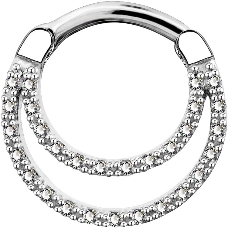 16G Daith Piercing Jewellery Tribal Clear CZ Septum Clicker 1.2mm 316L Stainless Steel Bar Cartilage Earrings Helix Simple Body Jewellery