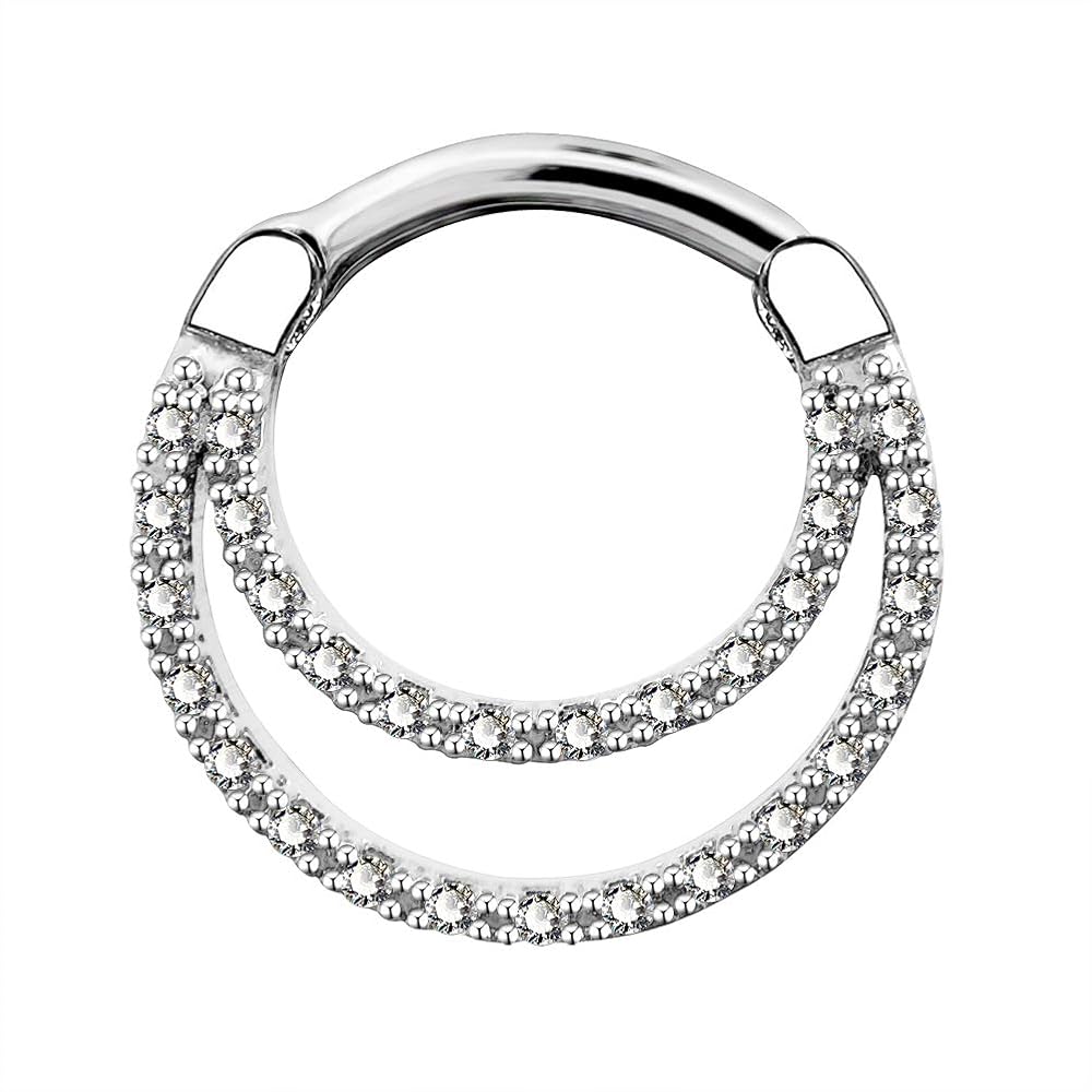 Orecchini Per Piercing OUFER - Anello Incernierato In Acciaio Chirurgico Con CZ, 16G 8mm - Foto 5